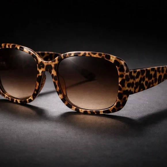 Dolce & Gabbana Leopard Oversized Sunglasses Gold Temple Made Italy w/ Case - Picture 4 of 11